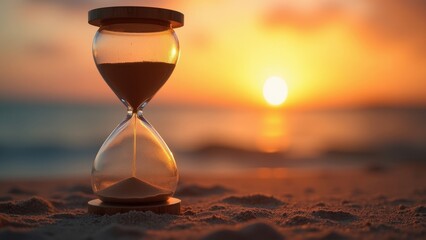 Glistening Hourglass Beneath a Sunset: Time in Focus