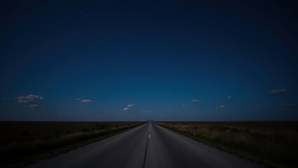 Fototapeta premium Endless Road Leading to Mysterious Horizons Under Starry Night Skies