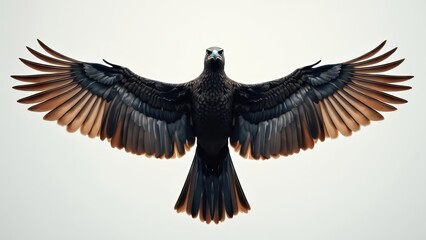 Stunning Bird of Prey Flying Gracefully with Wide Symmetrical Wings