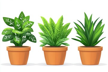 Obraz premium Potted houseplants in terracotta pots symbolizing indoor plant care green living and minimalist home decor with vibrant greenery and stylish plant arrangements