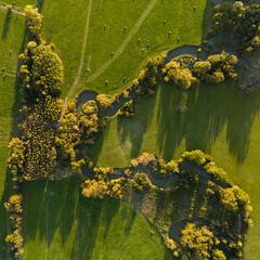 river meanders from drone