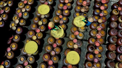 Homemade soy sauce facility in Vietnam. People are making Ban soya sauce at Ban Ward, Hung Yen province, Vietnam.