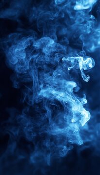 Abstract blue smoke wisps and swirls against a dark background.