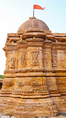 View of the main garbhagriha and shikhara of Surajdeval Temple, a 10th-century temple, Thangadh, Surendranagar, Gujarat, India.