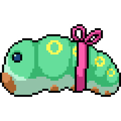 pixel art of green worm ribbin