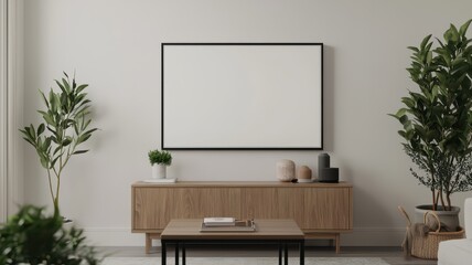 Cozy Scandinavian living room featuring a spacious white mock for a modern and inviting atmosphere.