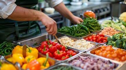A Captivating Display of Fresh Ingredients Being Prepared for Culinary Creations in Kitchen