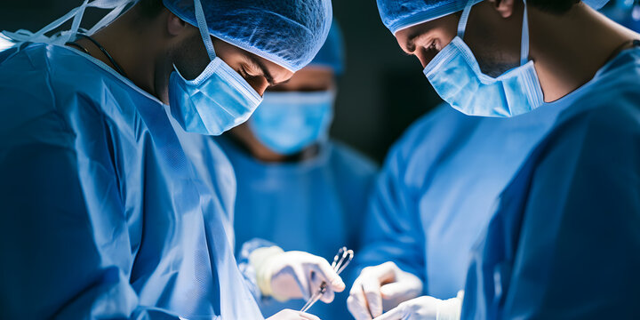 grupo de cirujanos operando en quir&oacute;fano de hospital