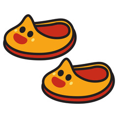 Indoor slippers for kids vector cartoon illustration isolated on a white background.