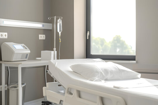 Primer plano cama de habitaci&oacute;n de hospital