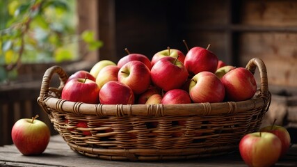 Rattan Basket with Apples - Still Life Photography