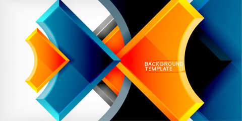 Obraz premium Arrow with round elements. Color geometric shapes background. Vector Illustration For Wallpaper, Banner, Background, Card, Book Illustration, landing page