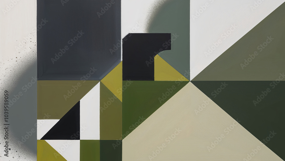 Canvas Prints Geometric Composition in Shades of Green