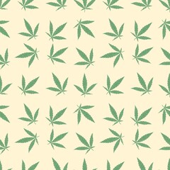 Marijuana leaf seamless pattern on background.