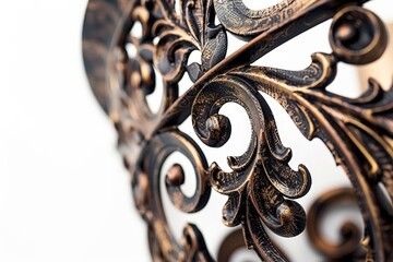 Intricate Ornate Metalwork Isolated On White Background