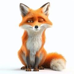 Obraz premium Cute Cartoon Fox Winking Isolated On White Background