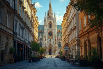 Fototapeta premium York Cathedral - The city of York in United Kingdom - England. Beautiful simple AI generated image