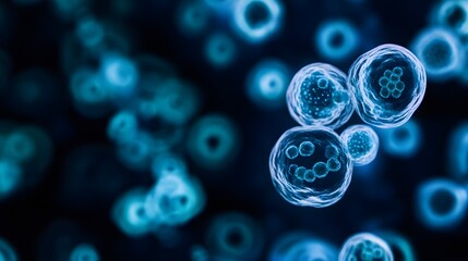 Ancient microbes under microscope reveal intricate cellular structures, showcasing their mysterious and ancient nature, ideal for scientific and educational content.