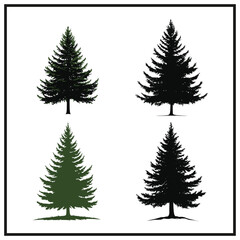 Obraz premium Evergreen tree silhouette set clipart