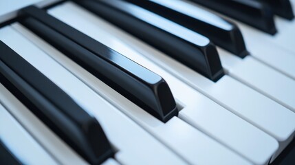 Electric keyboard with sleek black and white keys, isolated on white background