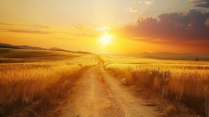 Serene Rural Landscape at Sunset
