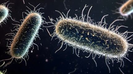 Ancient microbes under microscope reveal intricate cellular structures, showcasing their mysterious and ancient nature, ideal for scientific and educational content.
