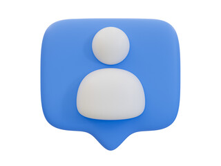 3D illustration of a blue profile icon, symbolizing user identity, account profile, or social media user.