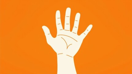 A single-color design featuring an open hand reaching upward, with fingers spread wide in a gesture of reaching or greeting.