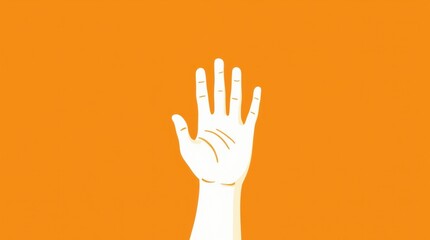 A single-color design featuring an open hand reaching upward, with fingers spread wide in a gesture of reaching or greeting.