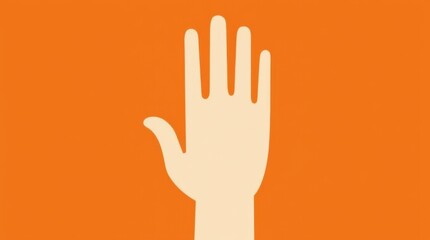 A single-color design featuring an open hand reaching upward, with fingers spread wide in a gesture of reaching or greeting.