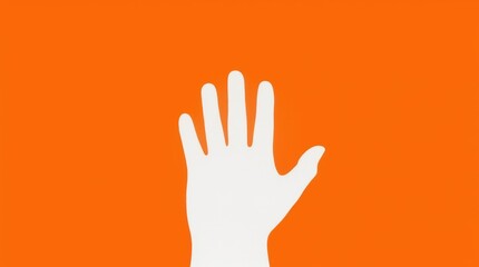 A single-color design featuring an open hand reaching upward, with fingers spread wide in a gesture of reaching or greeting.