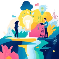 Creative Ideas  Collaboration  Brainstorming  Teamwork  Innovation Concept Illustration
