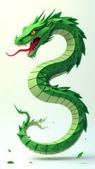 Obraz premium A green snake made of geometric shapes, with sharp teeth and a red tongue