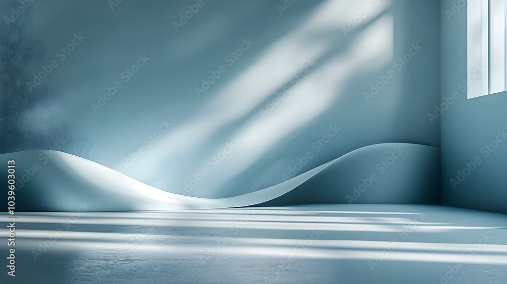 Poster abstract blue gradient backdrop with spotlight and shadows 3d rendering elegant decorative digital