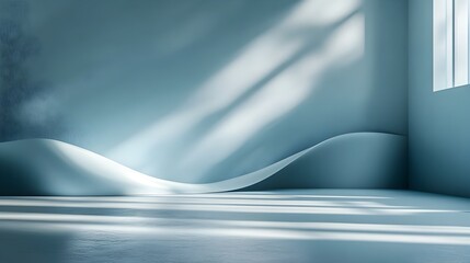 Fototapeta premium Abstract Blue Gradient Backdrop with Spotlight and Shadows 3D Rendering Elegant Decorative Digital