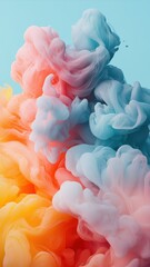 Vibrant liquids merging in a dynamic swirl, transforming into a harmonious, homogeneous blend of colors.