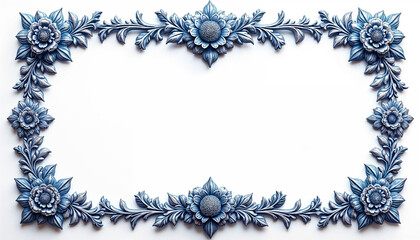 Vintage Baroque Victorian frame border adorned with rich floral ornamentation and leaf scroll engravings