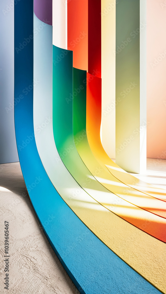 Poster abstract design with gradient colored shapes