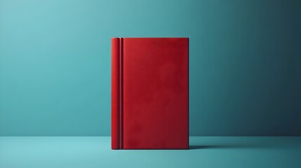 Red Hardcover Book Mockup Standing on Blue Background