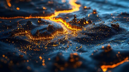 Glowing Polygonal Cityscape   Futuristic 3D Map Visualization of Urban Innovation and Data