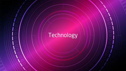 Abstract Technology Circular Interface with Pink and Purple Glow
