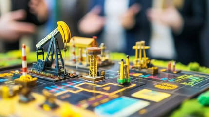 Fototapeta premium Energy Sector Acquisition Meeting: Boardroom Oil Deal Discussion,Corporate Oil Deal Negotiation, Financial Analysis of Oil Merger