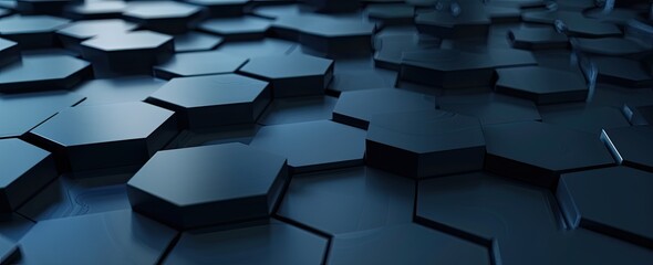 A detailed view of a blue hexagonal design on a dark background
