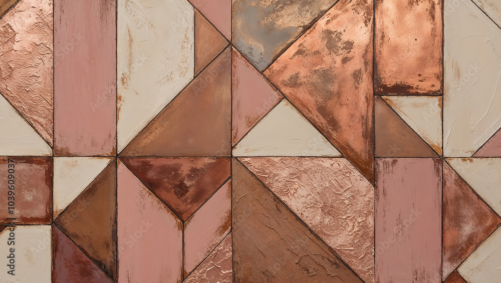 Wall mural Triangular Tile Pattern in Earthy Hues