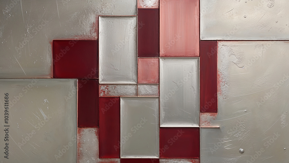 Poster Red and Silver Geometric Wall Panel