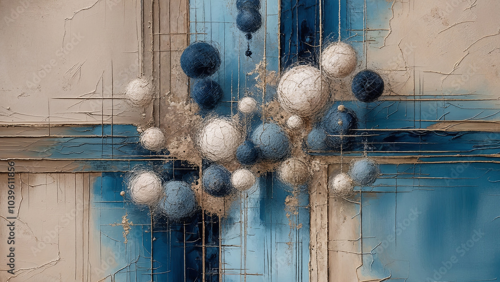 Canvas Prints Abstract Blue and White Sphere Artwork