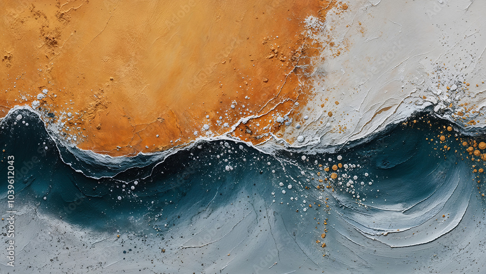 Poster Close-up of Abstract Coastal Wave Painting