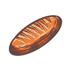Baguette French Bread Hand Drawn Illustration