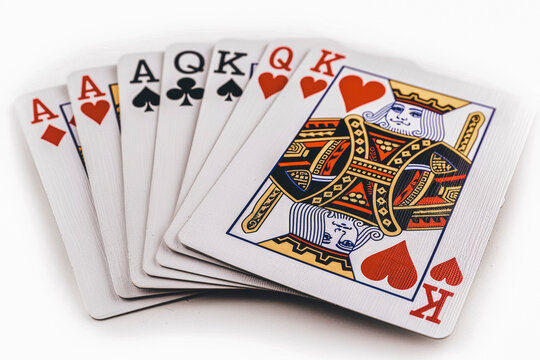 Royal Flush in Hearts: Close-up of Ace to King Playing Cards