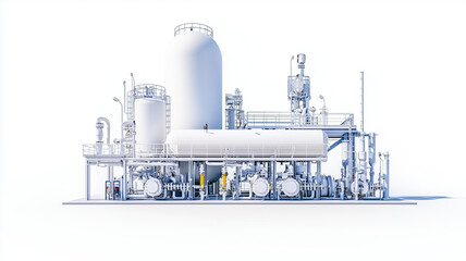 detailed industrial facility showcasing complex piping and machinery, emphasizing intricate design and functionality of equipment. structure is designed for efficiency and precision in operations